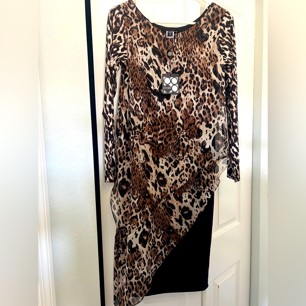 Analili NWT Leopard Print Long Sleeve Dress